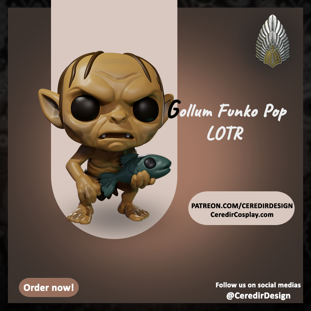 Gollum Pop styled lord of the rings 3D DIGITAL DOWNLOAD