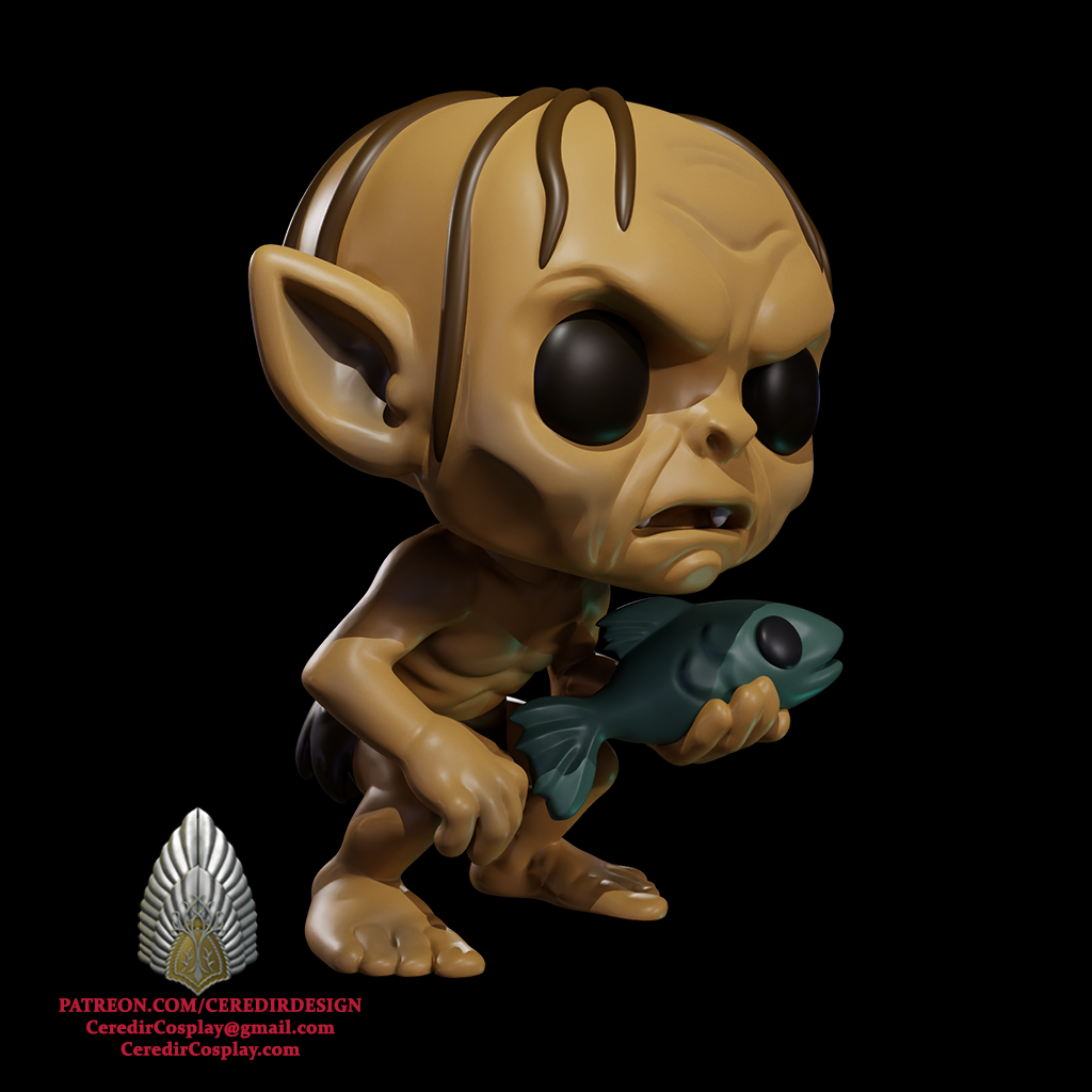 Gollum Pop styled lord of the rings 3D DIGITAL DOWNLOAD