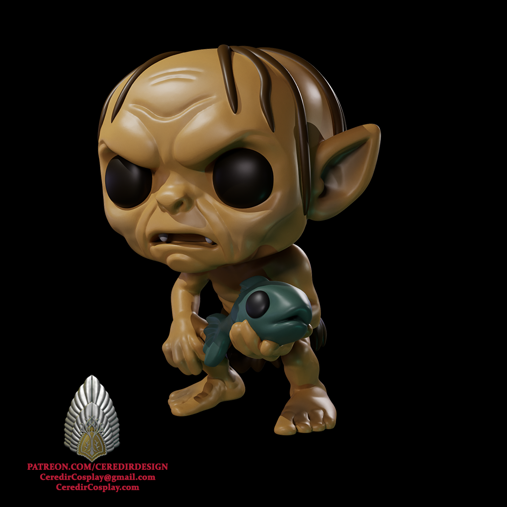 Gollum Pop styled lord of the rings 3D DIGITAL DOWNLOAD
