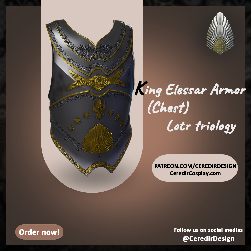 King Elessar breast Plate lotr 3d digital download